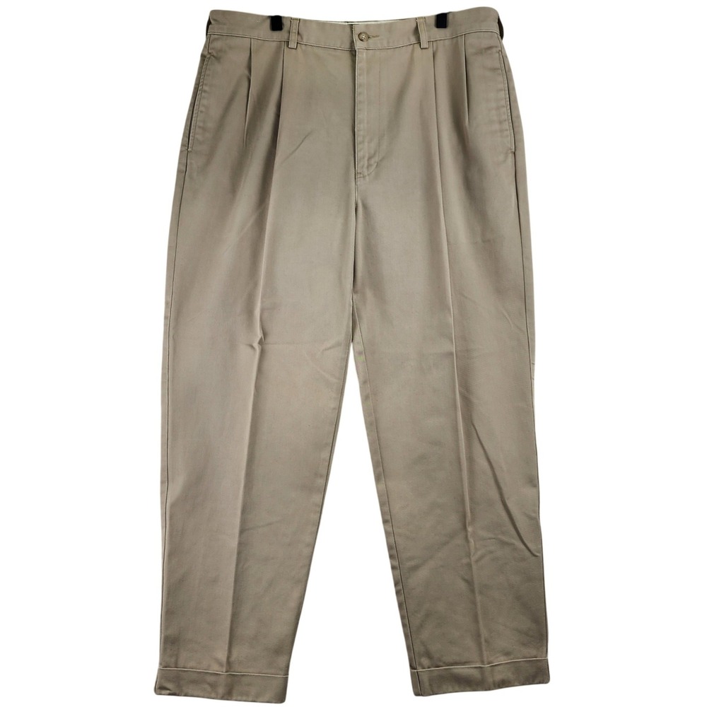 Polo Ralph Lauren Hammond Pant Mens 38x30 Tan Pleated Chino Classic Cuffed Khaki